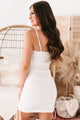 Sound The Alarm Side Ruched Cami Strap Mini Dress (White) - NanaMacs