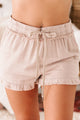 Midday Muse Raw Hem Linen Shorts (Taupe) - NanaMacs