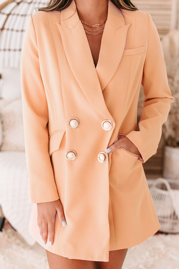 Offshore Accounts 4-Button Blazer Dress (Apricot) - NanaMacs