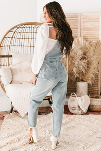 Smile Awhile Distressed Denim Overalls (Denim) - NanaMacs