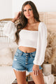 Forever Friends Smocked Long Sleeve Crop Top (Ivory) - NanaMacs