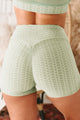 Crossfit Cutie Honeycomb Textured Ruched Spandex Shorts (Pistachio) - NanaMacs