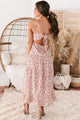 Moira Ruffled High-Low Floral Print Dress (White/Pink) - NanaMacs