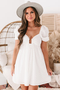 Letters Of Love Eyelet Babydoll Dress (White) - NanaMacs