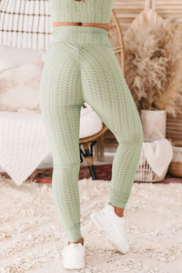 Making Strides Honeycomb Textured TikTok Leggings (Pistachio) - NanaMacs