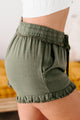 Midday Muse Raw Hem Linen Shorts (Olive) - NanaMacs