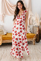Love & Passion Floral Print Lace-Up Maxi Dress (Red Floral) - NanaMacs