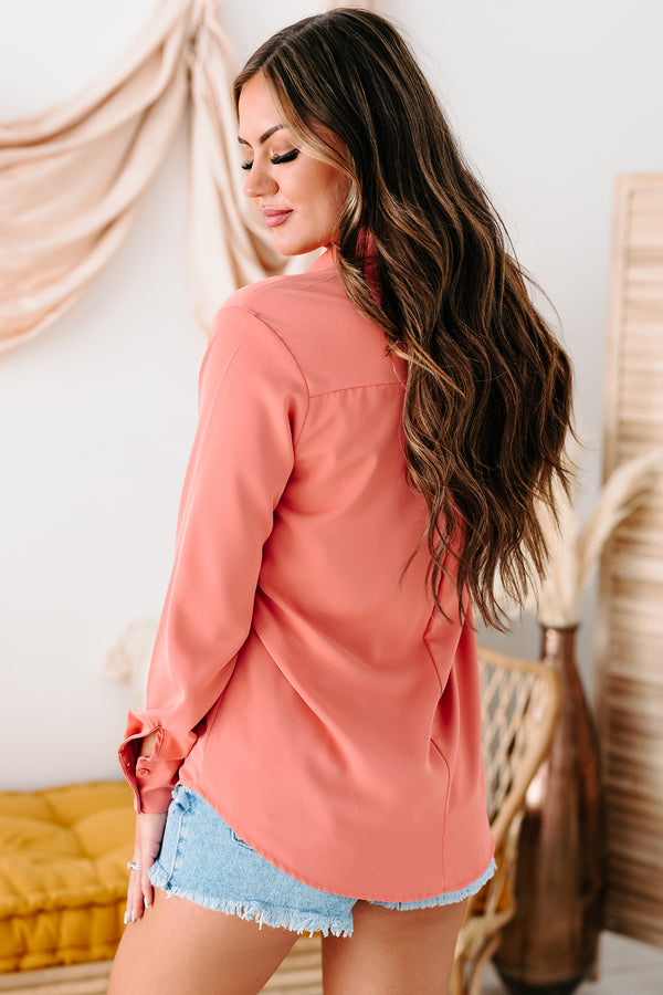 Martina Long Sleeve Button-Down Top (Dusty Pink) - NanaMacs