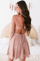 Tiny Dancer Fit & Flared Tie-Back Mini Dress (Pink/White) - NanaMacs