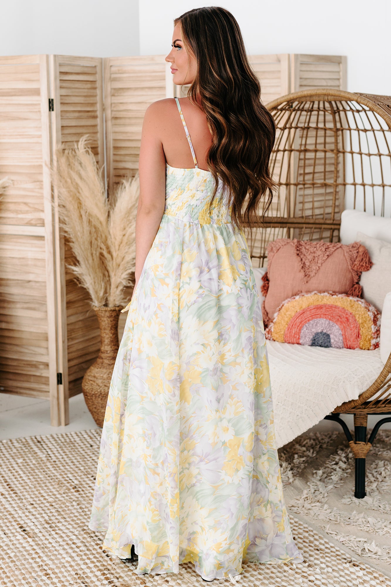 Alyssa Floral Maxi Dress (White/Yellow) · NanaMacs