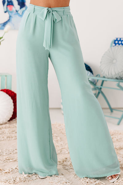 My Inspiration High Waisted Wide Leg Pants (Dusty Blue) - NanaMacs