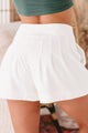 Casually Courting Pleated Double Button Shorts (White) - NanaMacs