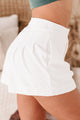 Casually Courting Pleated Double Button Shorts (White) - NanaMacs