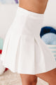 Match Point Pleated Mini Skirt (Ivory) - NanaMacs