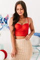In Total Control Faux Suede Bustier (Red) - NanaMacs