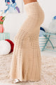 Desert Blooms Fit & Flared Knit Maxi Skirt (Beige) - NanaMacs