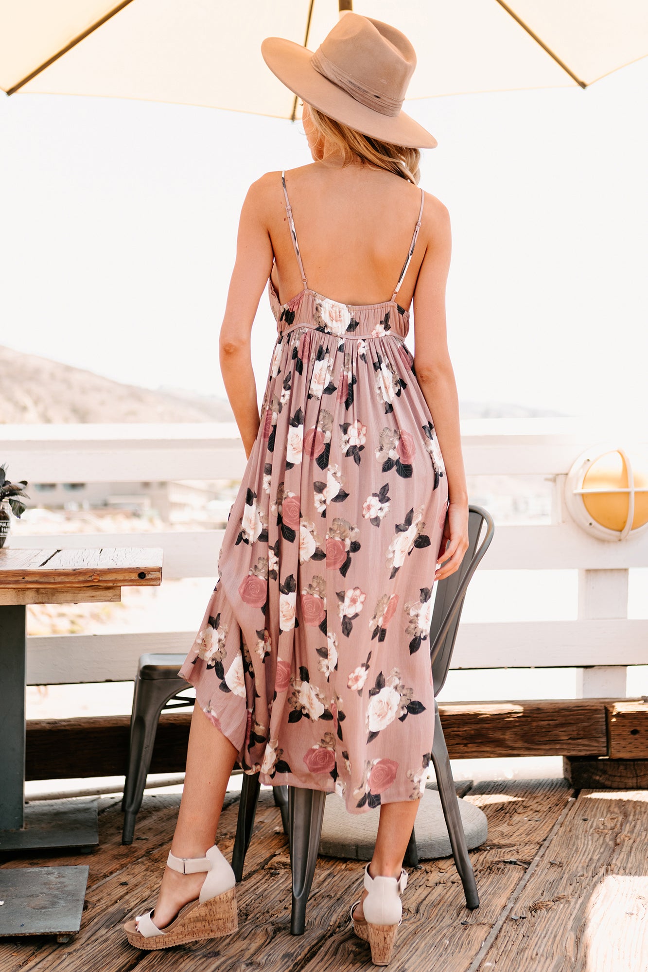 Wild For Attention Floral Print Midi Dress (Dusty Rose) - NanaMacs