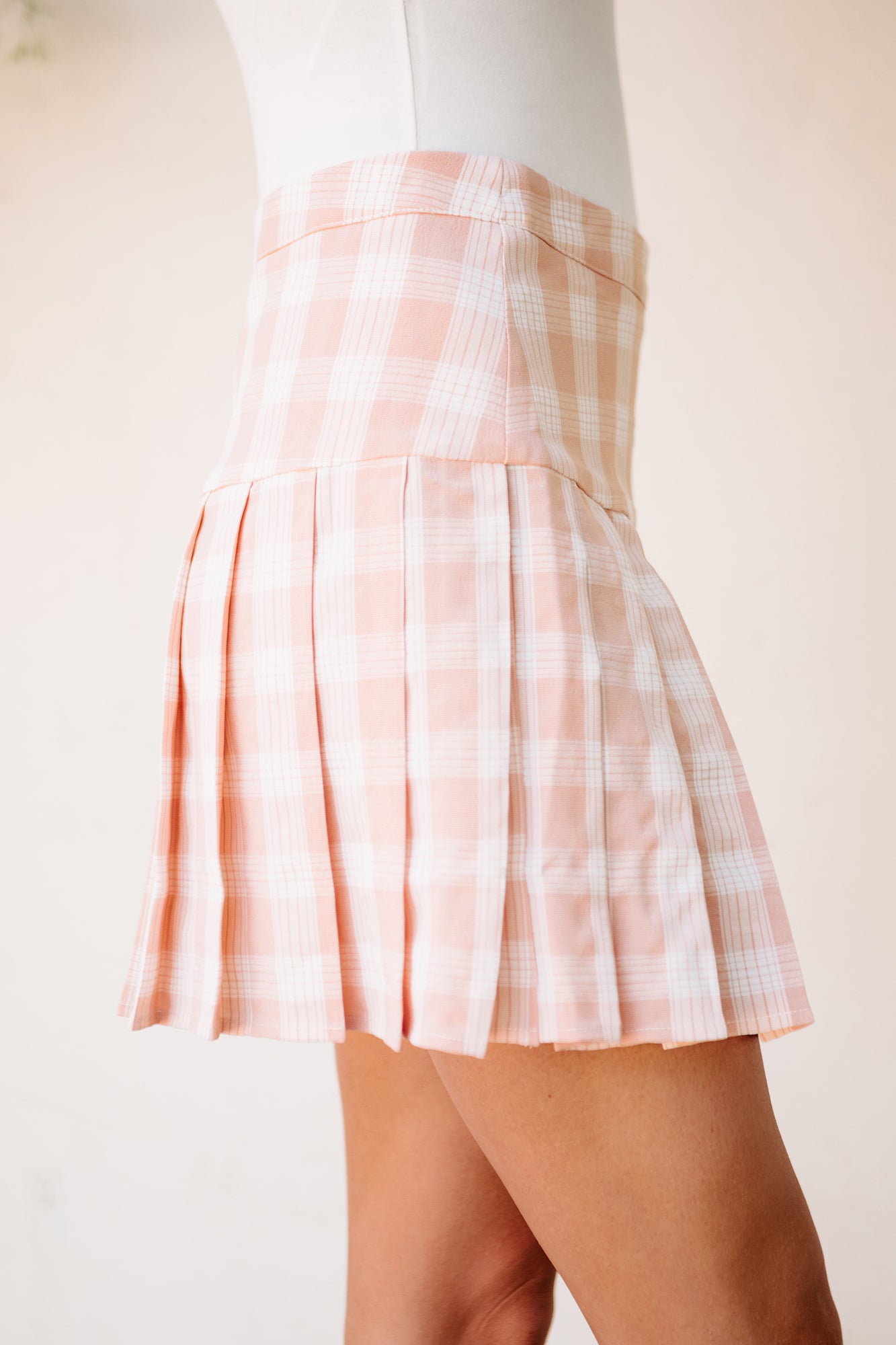 Best In Class Plaid Pleated Mini Skirt (Pink)