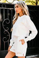 She's A "Natural" Embroidered Button-Neck Long Sleeve Top (Off White) - NanaMacs