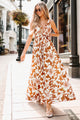 Dream Weaver Plunging Neck Floral Maxi Dress (Cream/Multi) - NanaMacs