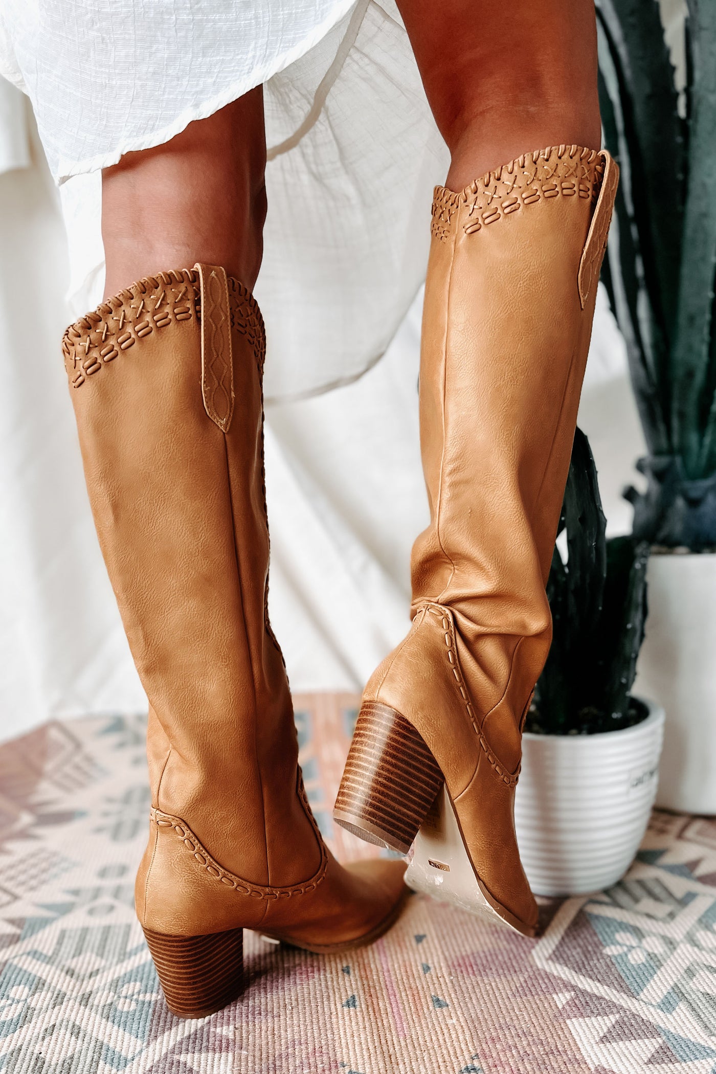 IMPERFECT Finley Billini Knee High Western Boots (Camel) - NanaMacs