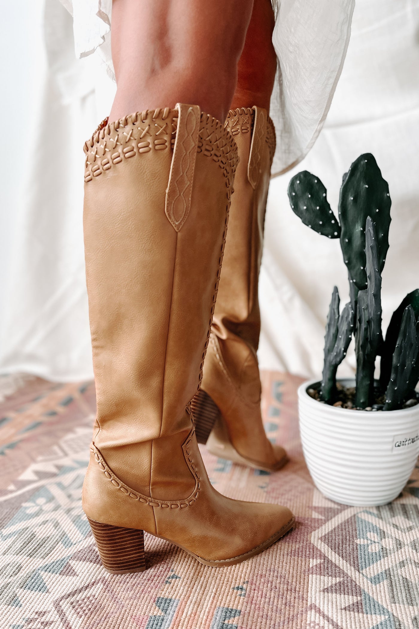 Finley Billini Knee High Western Boots (Camel) - NanaMacs