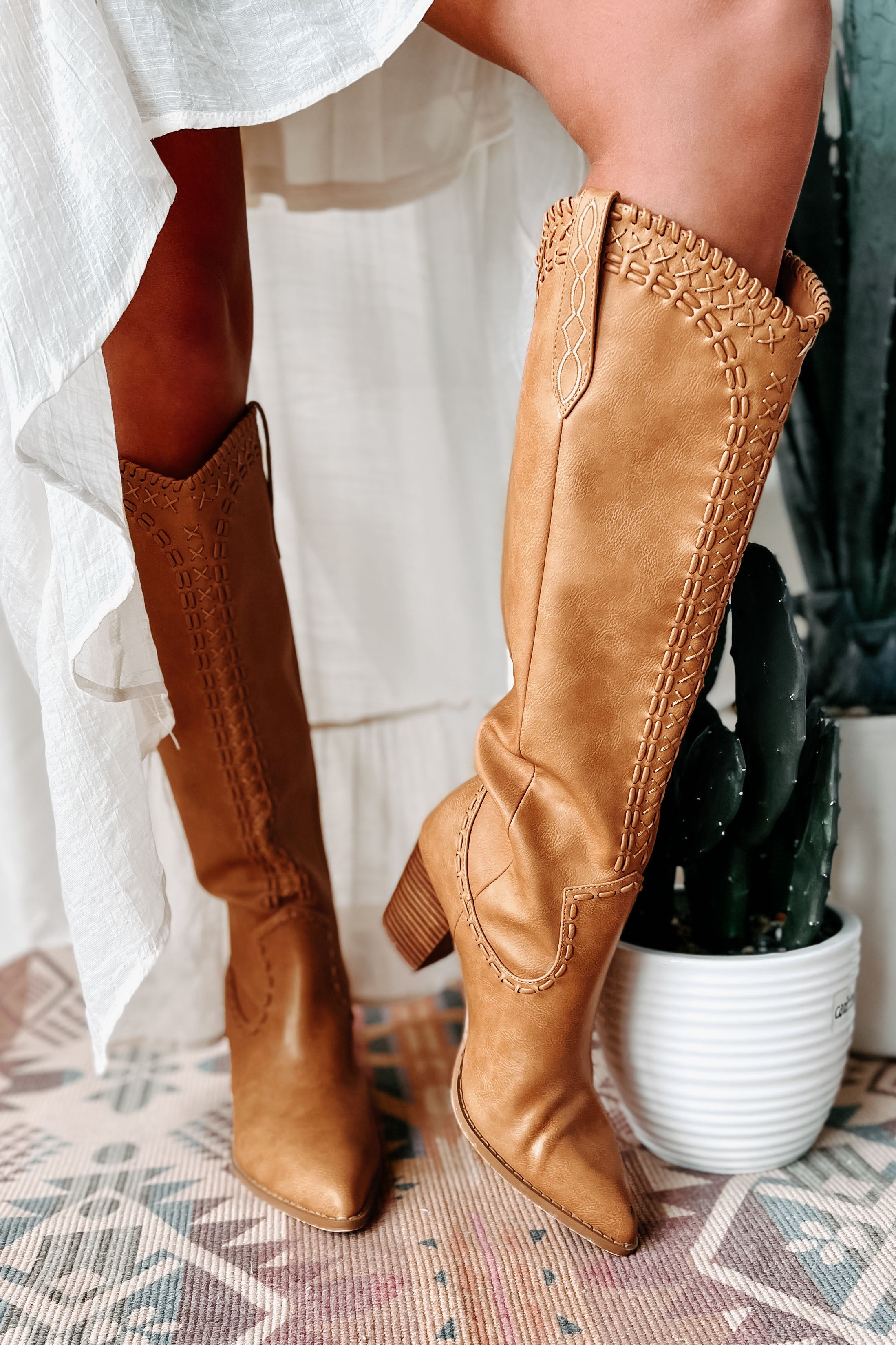 Finley Billini Knee High Western Boots Camel NanaMacs