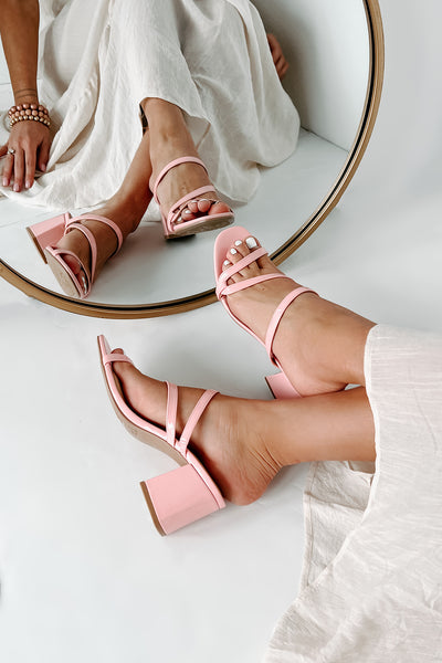 Beyond Belief Strappy Patent Heeled Sandals (Blush) - NanaMacs