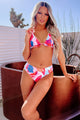 Tis The Sea-Sun Printed Triangle Bikini Set (Fuchsia Multi) - NanaMacs