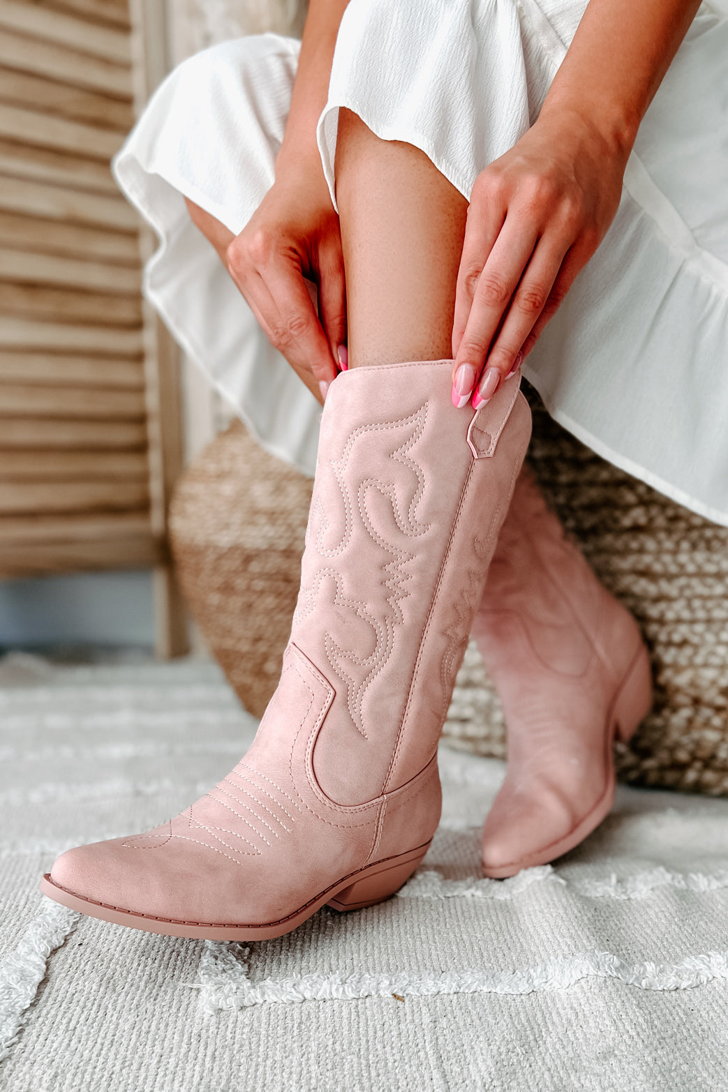 Buckle Babe Western Boots (Pink Nubuck) - NanaMacs