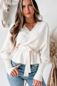 Keeping It Together V-Neck Dolman Sleeve Sweater (Ivory) - NanaMacs