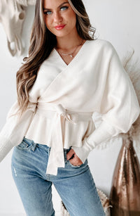 Keeping It Together V-Neck Dolman Sleeve Sweater (Ivory) - NanaMacs