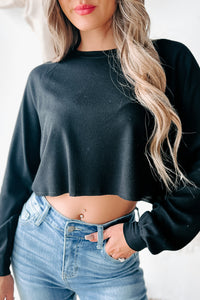 Not So Ordinary Waffle Knit Long Sleeve Top (Black) - NanaMacs