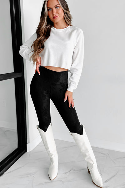 Not So Ordinary Waffle Knit Long Sleeve Top (Off White) - NanaMacs