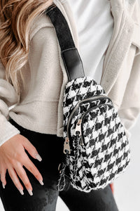 Pack It Up Houndstooth Sling Backpack (Black/White) - NanaMacs