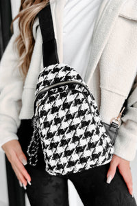 Pack It Up Houndstooth Sling Backpack (Black/White) - NanaMacs