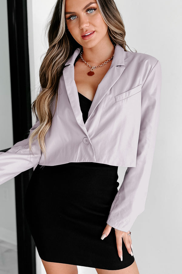 Right On Task Faux Leather Crop Jacket (Lilac) - NanaMacs