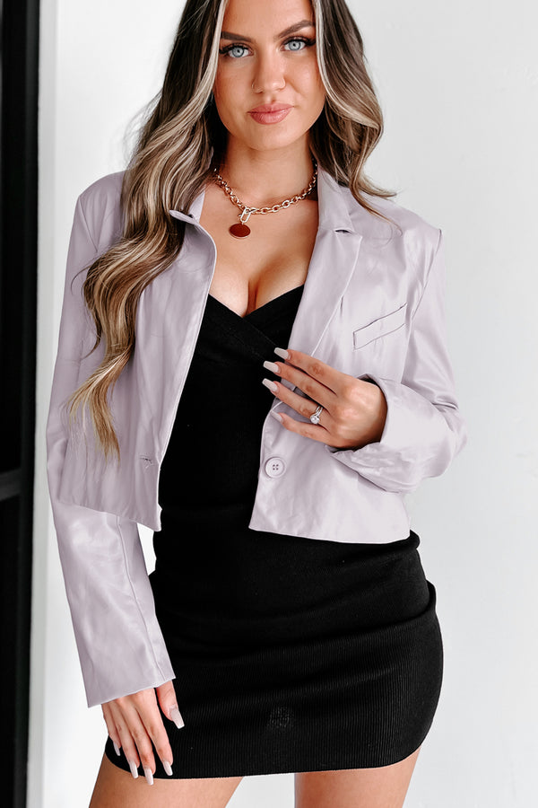 Right On Task Faux Leather Crop Jacket (Lilac) - NanaMacs