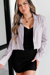 Right On Task Faux Leather Crop Jacket (Lilac) - NanaMacs