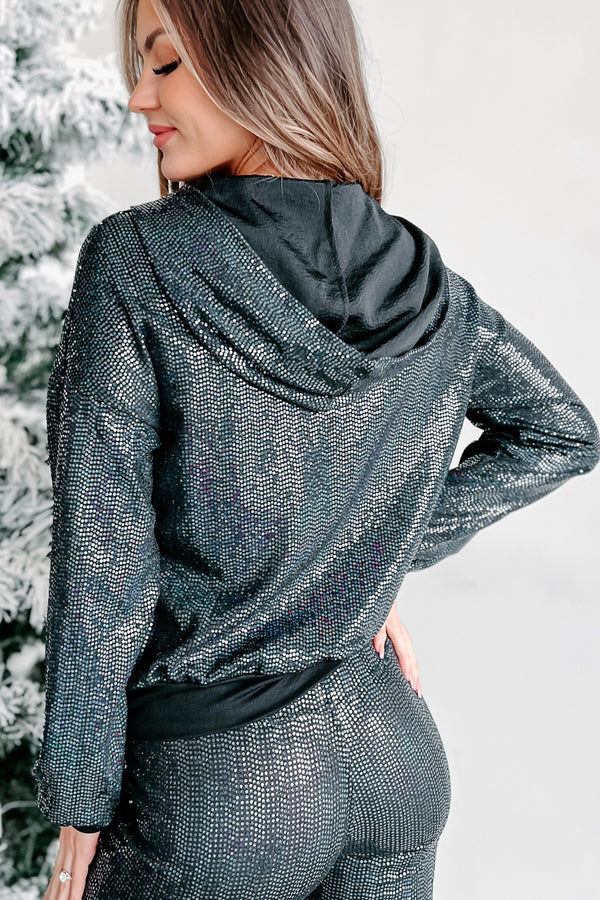 Keeping It Sparkly Long Sleeve Hoodie (Black) - NanaMacs