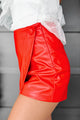 Epic Moments Faux Leather Skort (Red) - NanaMacs