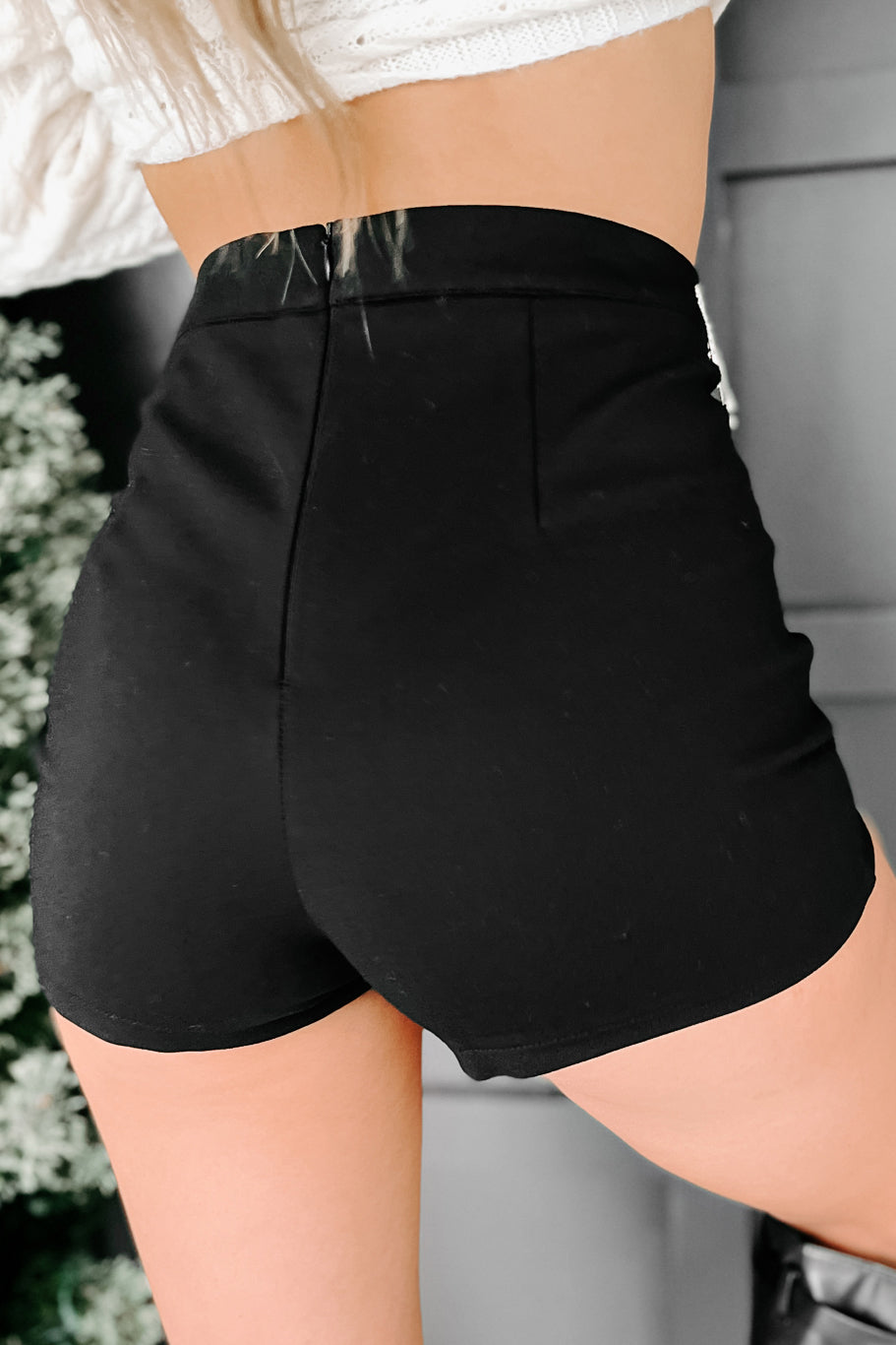 The Show Must Go On Fitted Rhinestone Embellished Shorts (Black) - NanaMacs