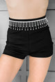 The Show Must Go On Fitted Rhinestone Embellished Shorts (Black) - NanaMacs