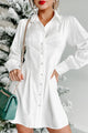 Clean Getaway Pearl Button Shirt Dress (White) - NanaMacs