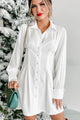 Clean Getaway Pearl Button Shirt Dress (White) - NanaMacs