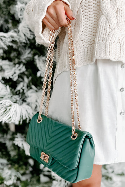 At Any Cost Quilted Chevron Crossbody (Emerald) - NanaMacs