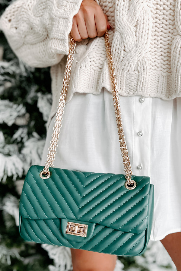At Any Cost Quilted Chevron Crossbody (Emerald) - NanaMacs