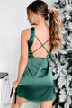 Secret To Success Asymmetrical Hem Mini Dress (Hunter Green) - NanaMacs