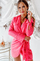 Fabulously Flashy Sequin Wrap Dress (Hot Fuchsia) - NanaMacs
