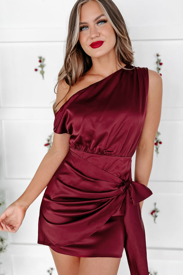 Covered In Grace One Shoulder Dress (Wine) - NanaMacs